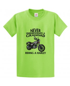 Never Underestimate A Grandad Riding a Harley Classic Unisex Kids and Adults T-Shirt For Bikers